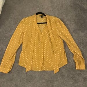 Mustard Yellow Button Down with Tie on Neck